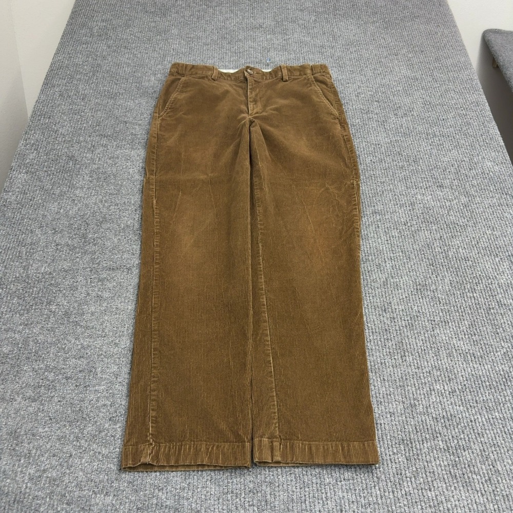 LL Bean Corduroy Pants Mens 35x32 Brown Cotton Stretch Comfort Waist Classic